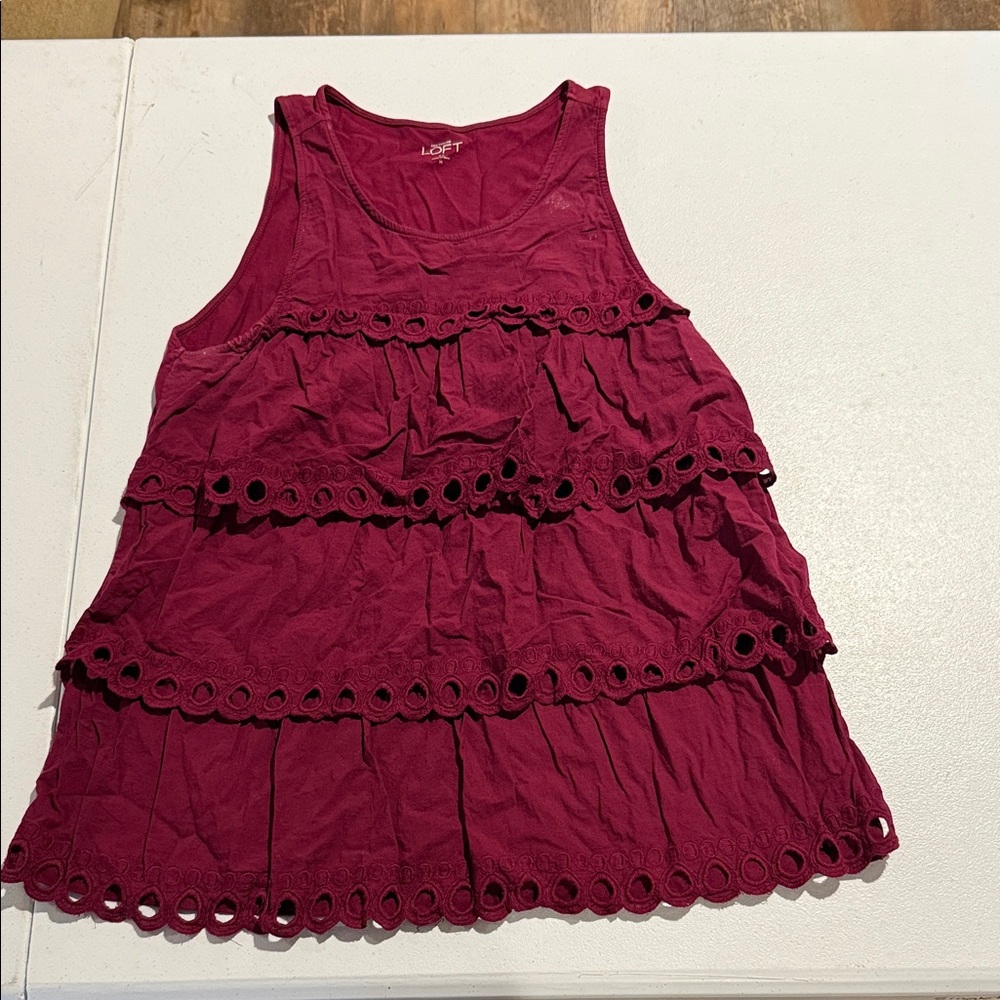 LOFT Burgundy Tiered tank top